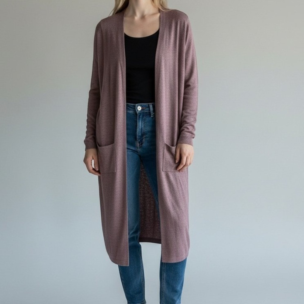 Torrid Longline Open Front Cardigan Duster Minimalist Mauve Purple Size 0XL